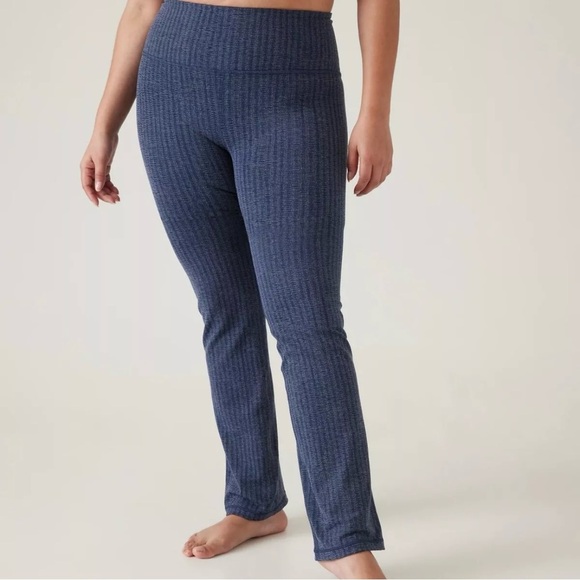 Athleta Elation Textured Straight Leg Pants Nara Shibori Blue - Picture 1 of 9